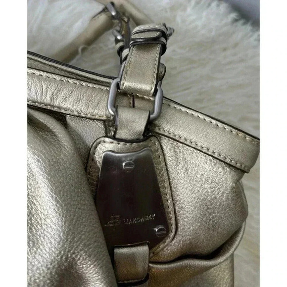 B Markowski Metallic Silver Color, leather Satchel Handbag, Designer Handbag - Picture 15 of 16